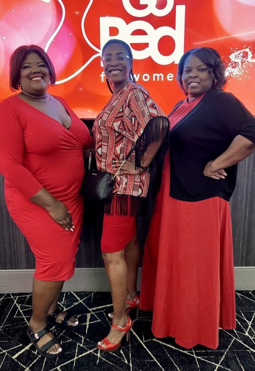Mara Butts, Onnaneisha Rouse & Talandra Echols of UNUM Group at the American Heart Association's Go Red for Women Event
