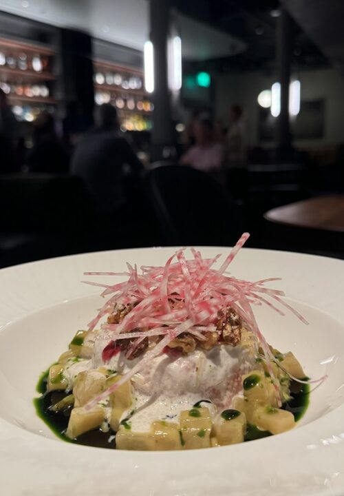 Lobster paired with seasonal accompaniments showcases the kitchen’s balance of precision and indulgence.